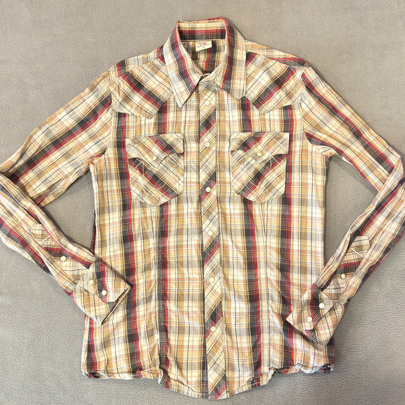 True Religion Long Sleeve Button Up Brown Western Shirt Men's Size Medium - Picture 1 of 10